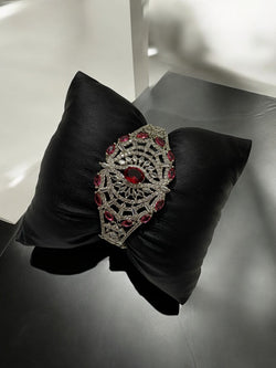 Elegant Free-Size Bracelet with American Diamonds and Red Stones