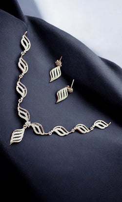 American Diamond Sleek Designer  Necklace set with Earrings